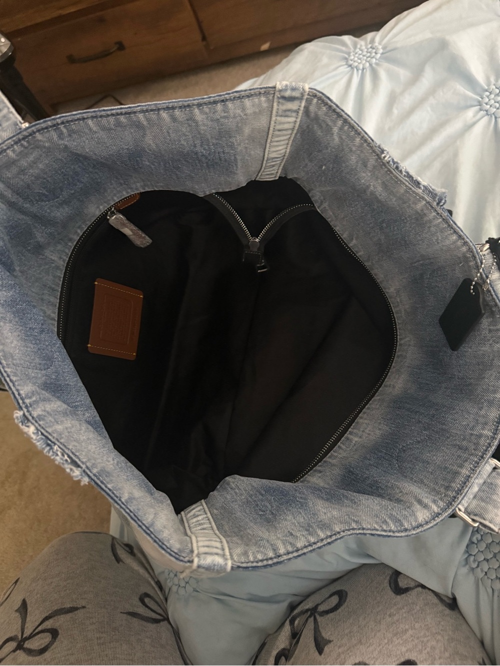 Coach New York Denim Tote Bag in Light Blue - Picture 7 of 10